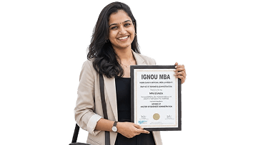 IGNOU MBA graduate holding her degree